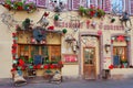 Traditional decorated Cafe in Colmar, Alsace, France