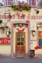 Traditional decorated Cafe in Colmar, Alsace, France