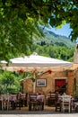 Traditional decorated greek terrace. Restaurant.