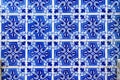 Traditional decoration of the facade of the house in Porto. Typical Portuguese and Spanish ceramic tiles azulejos Royalty Free Stock Photo