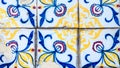 Traditional decoration of the facade of the house in Porto. Typical Portuguese and Spanish ceramic tiles azulejos Royalty Free Stock Photo