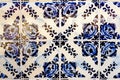 Traditional decoration of the facade of the house in Porto. Typical Portuguese and Spanish ceramic tiles azulejos Royalty Free Stock Photo