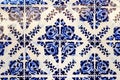 Traditional decoration of the facade of the house in Porto. Typical Portuguese and Spanish ceramic tiles azulejos Royalty Free Stock Photo