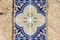 Traditional decoration of the facade of the house in Porto. Typical Portuguese and Spanish ceramic tiles azulejos Royalty Free Stock Photo