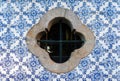 Traditional decoration of the facade of the house in Porto. Typical portuguese and spanish ceramic tiles Azulejos