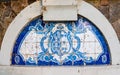 Traditional decoration of the facade of the house in Porto. Typical Portuguese and Spanish tiles azulejos Royalty Free Stock Photo