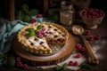 traditional delicious cake with vanilla and raspberries tyrolean pie