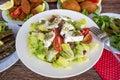 Traditional Delicious Greek foods; fresh greek salad Royalty Free Stock Photo