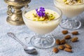 Traditional delicious Turkish Desserts Keskul - Pudding Royalty Free Stock Photo