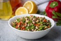 Traditional delicious Turkish food; dried black eyed peas salad Turkish name; kuru borulce salatasi Royalty Free Stock Photo