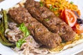 Traditional delicious Turkish foods; Adana kebab Royalty Free Stock Photo