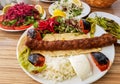 Traditional Delicious Turkish foods; Adana Kebab, Grilled meat Royalty Free Stock Photo