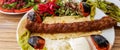 Traditional Delicious Turkish foods; Adana kebab, sis kebab Royalty Free Stock Photo