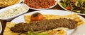 Traditional Delicious Turkish foods; Adana kebab, sis kebab Royalty Free Stock Photo