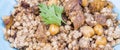 Traditional delicious Turkish foods; bulgur pilaf with meat asir pilavi