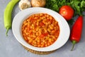 Traditional delicious Turkish foods Dried bean (Kuru fasulye). Hot turkish bean stew with a tasty tomato sauce Royalty Free Stock Photo