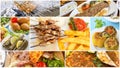 Traditional delicious Turkish foods varietes collage. Food concept photo