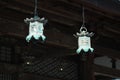Hanging bronze lanterns in a Buddhism temple