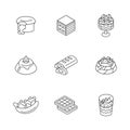 Traditional desserts linear icons set Royalty Free Stock Photo