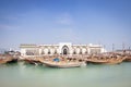 Traditional dhow boats docked in corniche, Doha, Qatar. Royalty Free Stock Photo