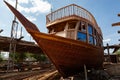 Traditional dhow under construction in wharf in Sur, Oman Royalty Free Stock Photo
