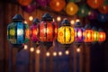 Traditional Dia de Las Velitas lanterns hanging