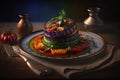 Traditional dish of baked Provencal vegetable ratatouille. Healthy diet french vegetarian food. Ai generated art