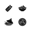 Traditional dish black glyph icons set on white space Royalty Free Stock Photo