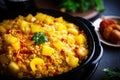 A traditional dish of Brazilian cuisine: corn porridge, kuskus