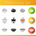 Traditional dish icons set