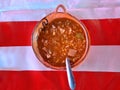 The traditional dish of Mexican cuisine often, pancita, mondongo or mole de panza, is a broth or soup made with the giblets or bee Royalty Free Stock Photo