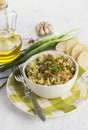 Traditional dish pilaf with meat, rice and vegetables. On white Royalty Free Stock Photo
