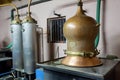 During traditional distillation of alcohol and production of homemade tsipouro/raki