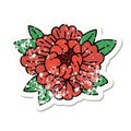 traditional distressed sticker tattoo of a blooming flower