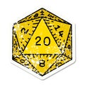 traditional distressed sticker tattoo of a d20 dice Royalty Free Stock Photo