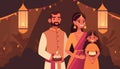 Traditional Diwali banner. Illustration of people celebrating Diwali a light festival in India Royalty Free Stock Photo