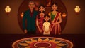 Traditional Diwali banner. Illustration of people celebrating Diwali a light festival in India Royalty Free Stock Photo