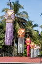 Traditional Diwali decorative paper lantern on street