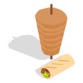 Traditional doner kebab icon, isometric 3d style