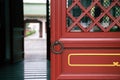 Traditional door at Taichung Martyrs` Shrine in Taichung, Taiwan