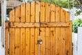 Traditional double wooden gates with padlock Royalty Free Stock Photo