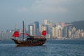 Traditional Dragon Boat in Hong Kong Harbor