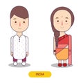 Traditional dress form country india boy and girl couple costume wearing apparel Royalty Free Stock Photo