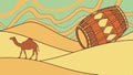 Traditional Drum in Red Sand Desert with Camel, vector design Generative AI Royalty Free Stock Photo