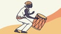 Traditional Drummer Dynamic Side View Performance, vector design Generative AI Royalty Free Stock Photo