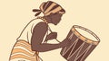 Traditional Drummer Intense Cultural Performance, vector design Generative AI Royalty Free Stock Photo