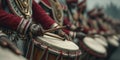 Traditional drummers (Chenda Melam) playing in sync during Onam parade Royalty Free Stock Photo