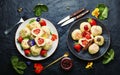 Sweet dumplings with strawberries or knedlik