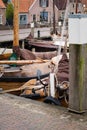Traditional Dutch Botter Fishing Boats in the small Harbor of a Royalty Free Stock Photo