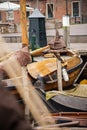 Traditional Dutch Botter Fishing Boats in the small Harbor of a Royalty Free Stock Photo